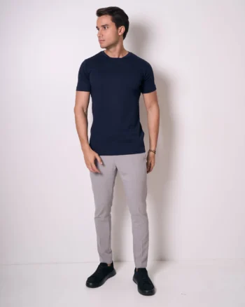 CAMISETA PIMA - GOLA RETA - MARINHO