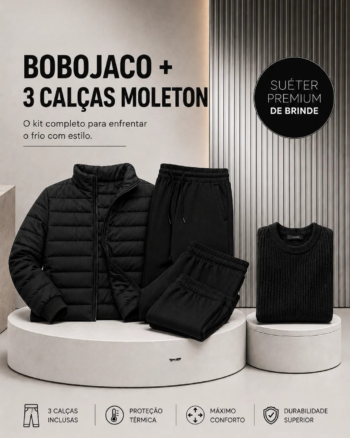 (OFERTA DE INVERNO) Kit Frio Imparável (Bobojaco + Calça Moletom ) + SUÉTER PREMIUM GRÁTIS